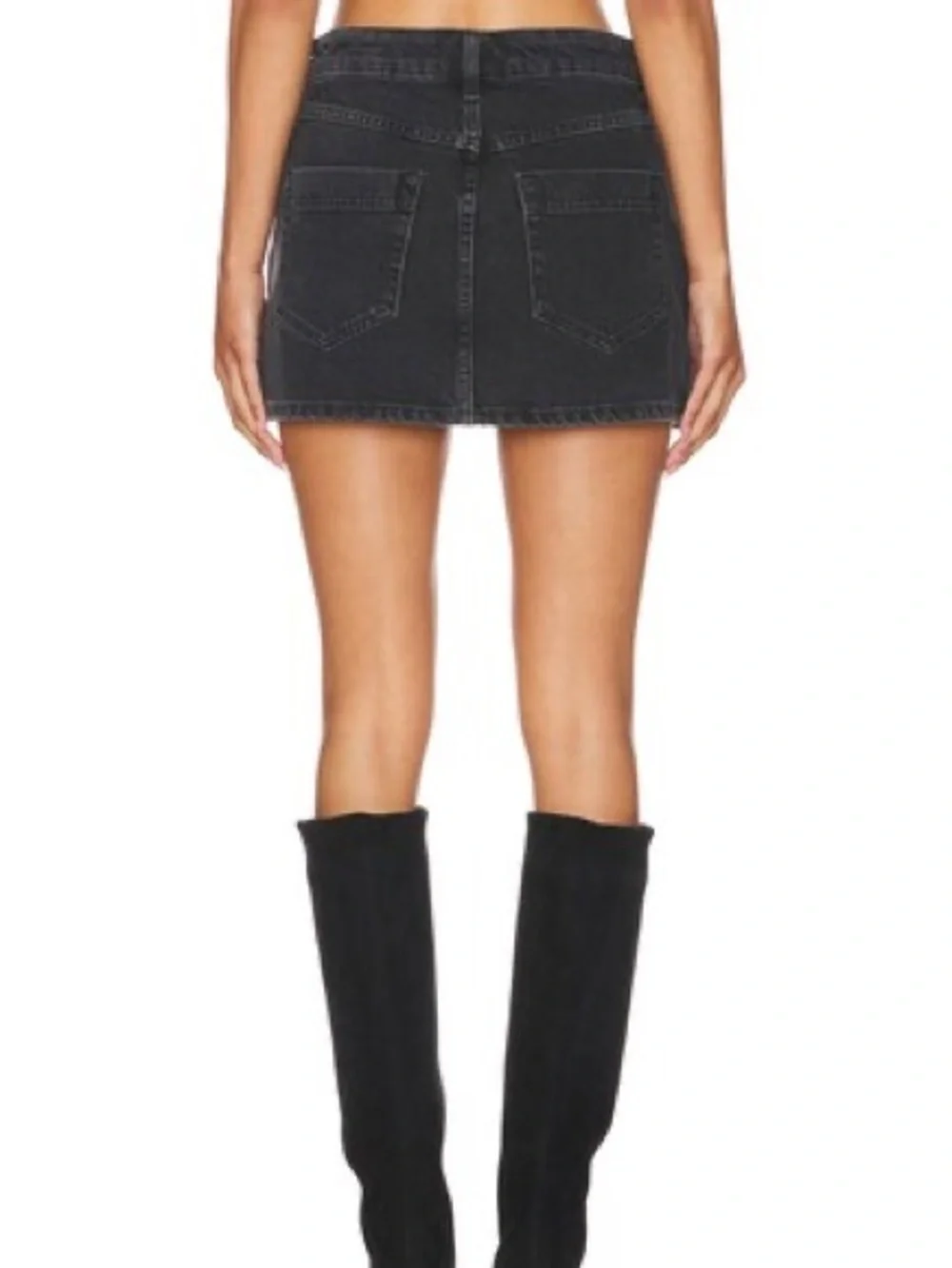 We The Free Black Denim Skort Waistband Detail - Picture 2 of 5